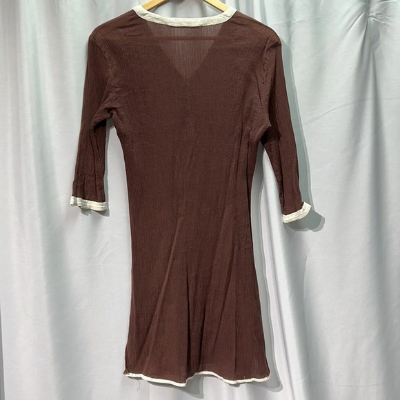 Athleta Brown and Cream 3/4 Sleeve Dress or Cover Up - size XS - Picture 10 of 10